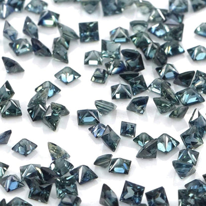 Natural Untreated Australian Teal Sapphire Calibrated Squares | 2mm & 2.5mm