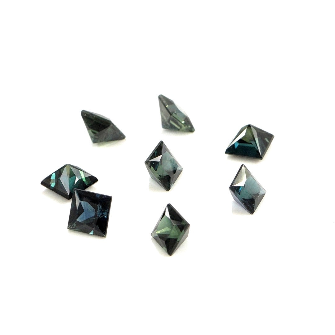 Natural Untreated Australian Teal Sapphire Calibrated Squares | 4mm & 4.5mm
