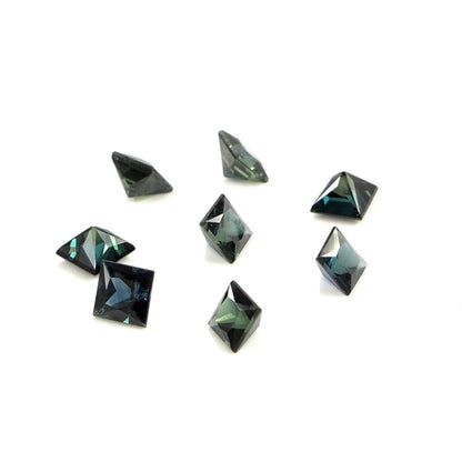 Natural Untreated Australian Teal Sapphire Calibrated Squares | 4mm & 4.5mm