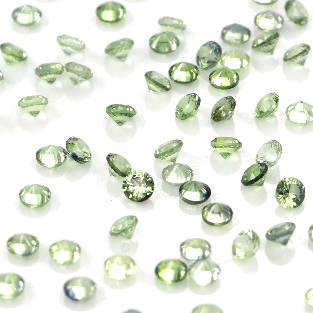 Natural Untreated Green Sapphire Calibrated Rounds | 1mm & 1.5mm