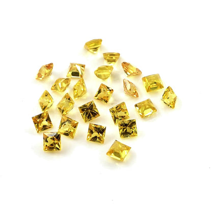 Natural Untreated Yellow Sapphire Calibrated Princess Cut Squares | 2mm & 2.25mm