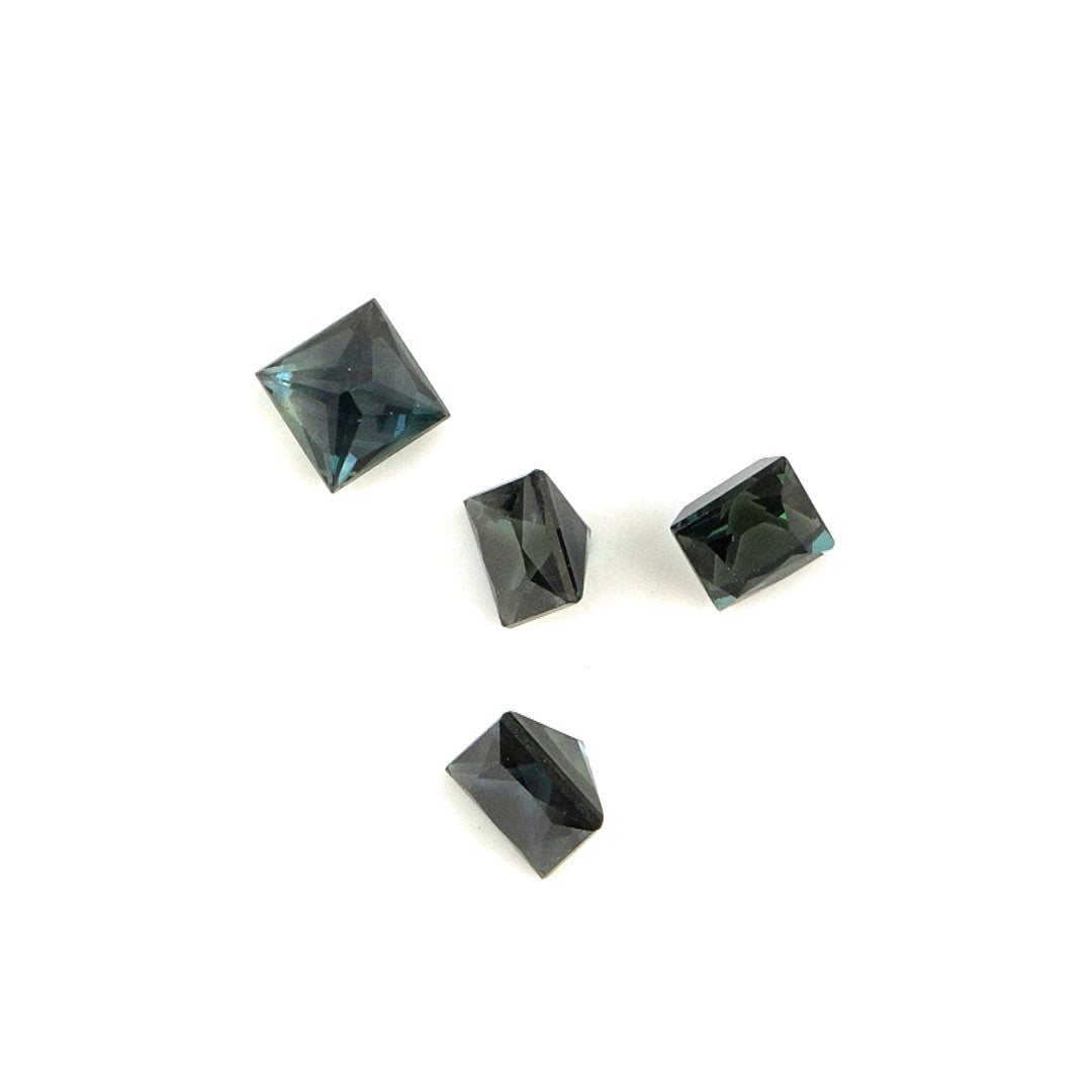 Natural Untreated Australian Teal Sapphire Calibrated Squares | 4mm & 4.5mm