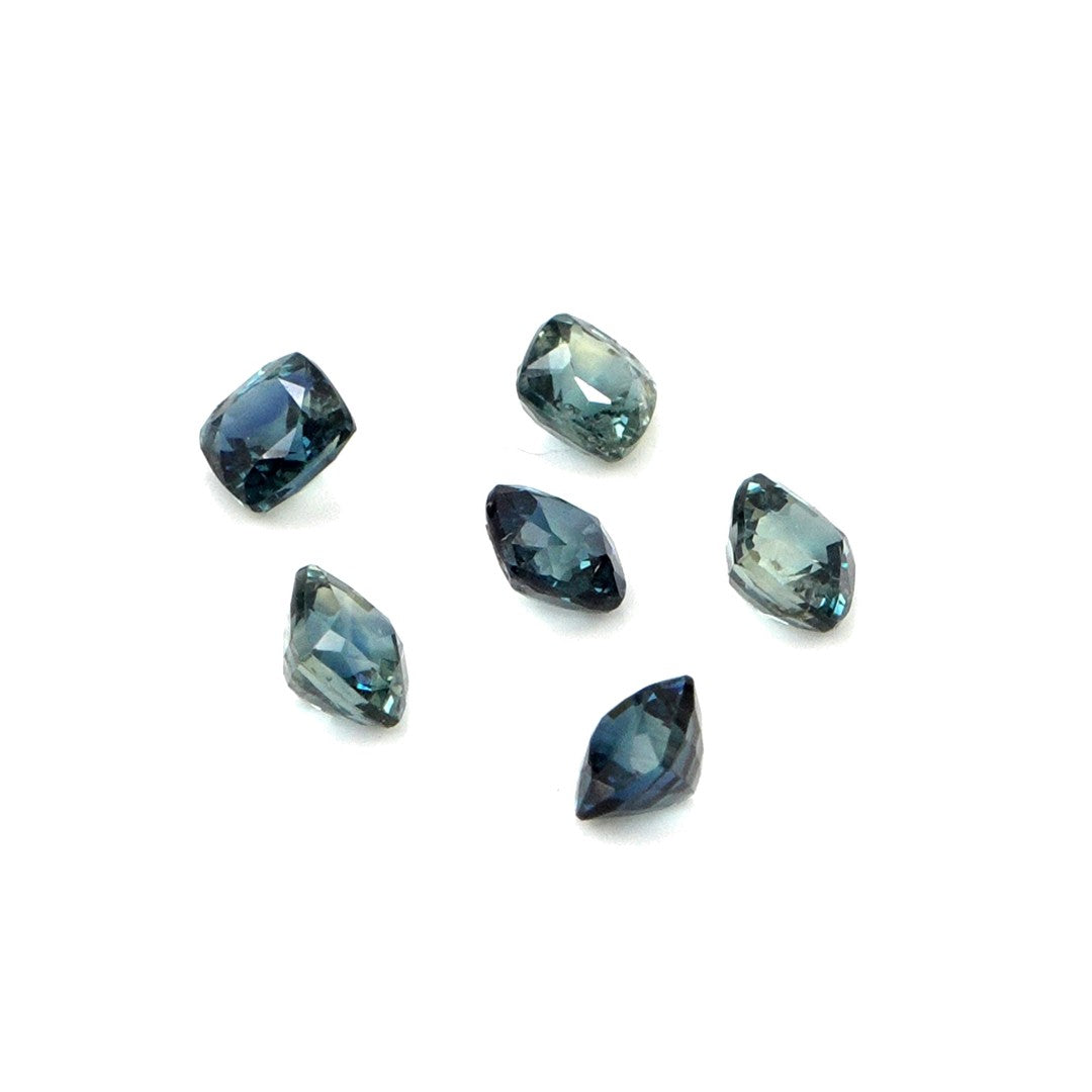 Natural Untreated Australian Teal Sapphire Calibrated Cushions | 4mm & 4.5mm