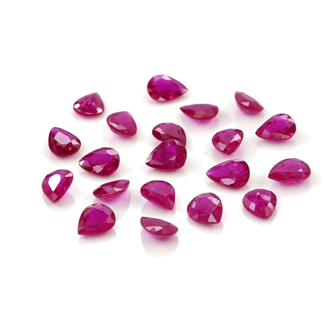Natural Untreated Mozambique Ruby Calibrated Pears | 3x4mm & 4x5mm