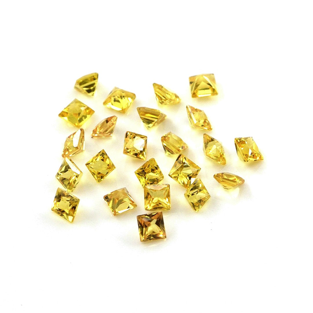 Natural Untreated Yellow Sapphire Calibrated Princess Cut Squares | 2mm & 2.25mm