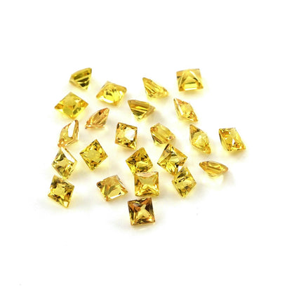 Natural Untreated Yellow Sapphire Calibrated Princess Cut Squares | 2mm & 2.25mm