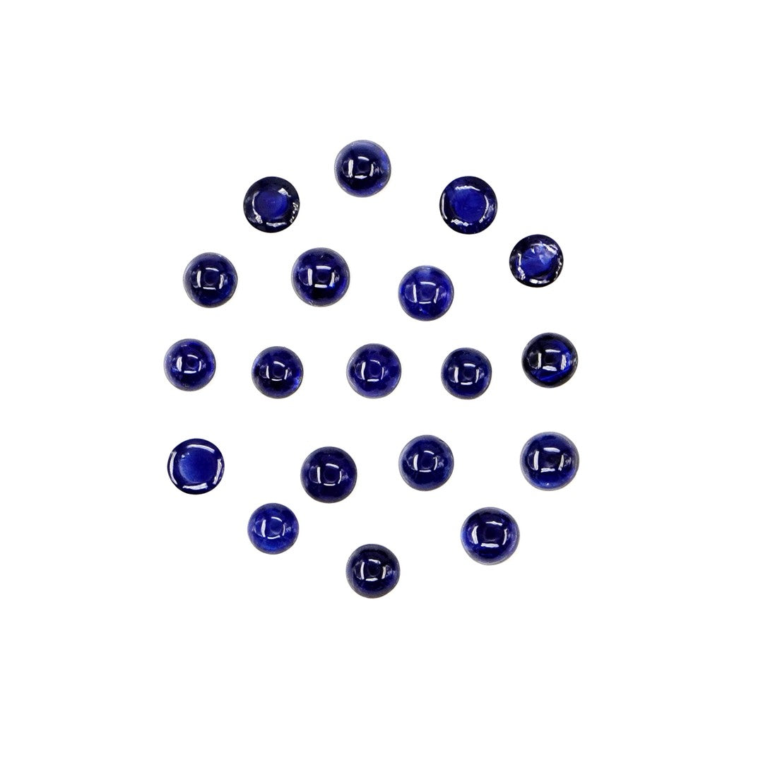 Natural Untreated Blue Sapphire Calibrated Cabochon Rounds | 3mm & 3.5mm