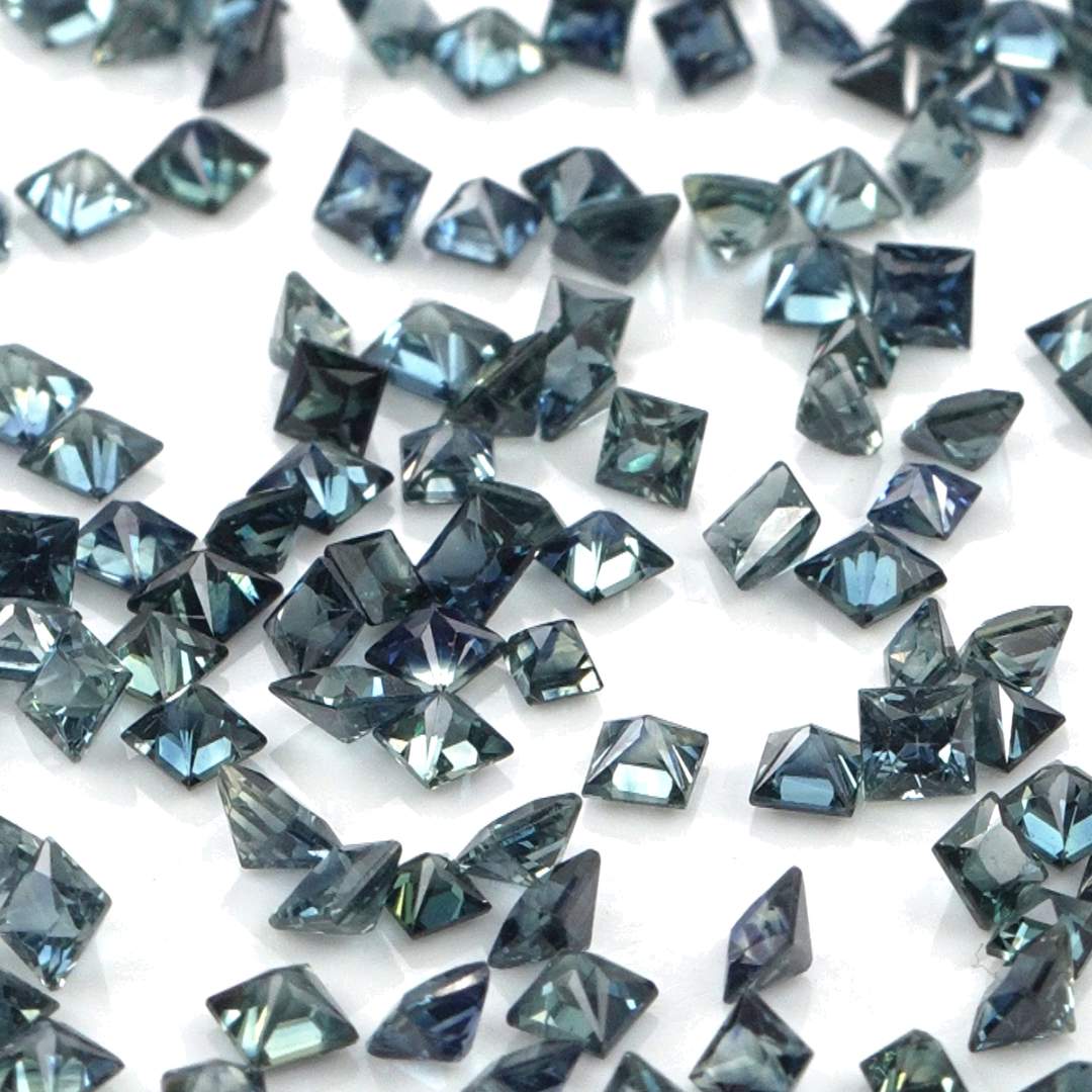 Natural Untreated Australian Teal Sapphire Calibrated Squares | 2mm & 2.5mm