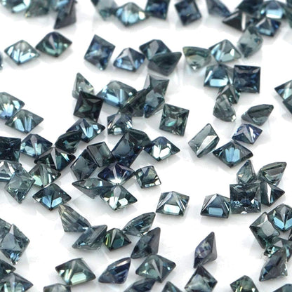 Natural Untreated Australian Teal Sapphire Calibrated Squares | 2mm & 2.5mm