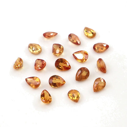 Natural Untreated Orange Sapphire Calibrated Pears | 3x4mm & 4x5mm