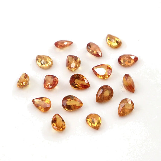 Natural Untreated Orange Sapphire Calibrated Pears | 3x4mm & 4x5mm