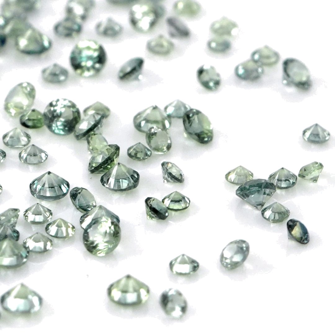 Natural Untreated Green Sapphire Calibrated Rounds | 1mm & 1.5mm