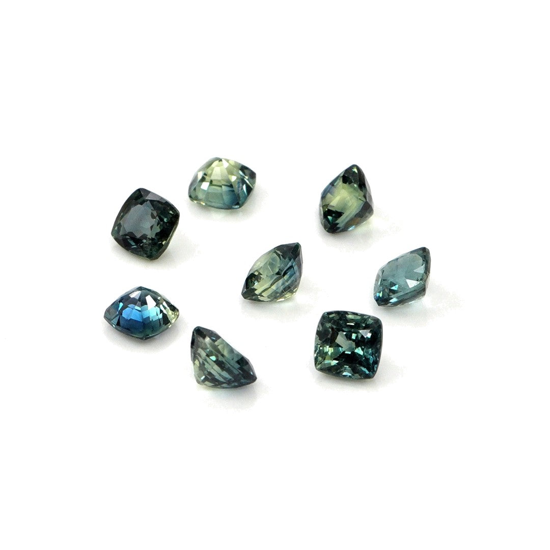 Natural Untreated Australian Teal Sapphire Calibrated Cushions | 4mm & 4.5mm