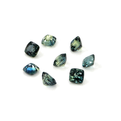 Natural Untreated Australian Teal Sapphire Calibrated Cushions | 4mm & 4.5mm