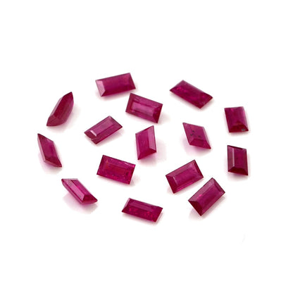 Natural Untreated Mozambique Ruby Calibrated Baguettes | 2x4mm & 2.5x5mm