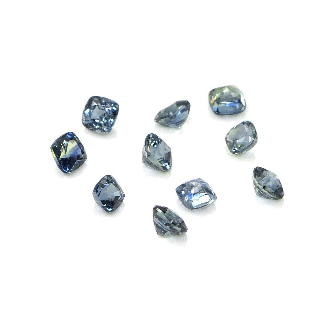 Natural Untreated Australian Teal Sapphire Calibrated Cushions | 3mm & 3.5mm