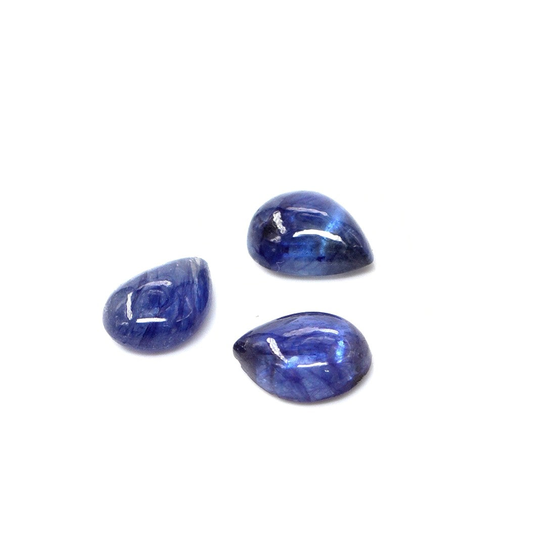Natural Bangkok Blue Sapphire Calibrated Cabochon Pears | 7x9mm & 8x10mm