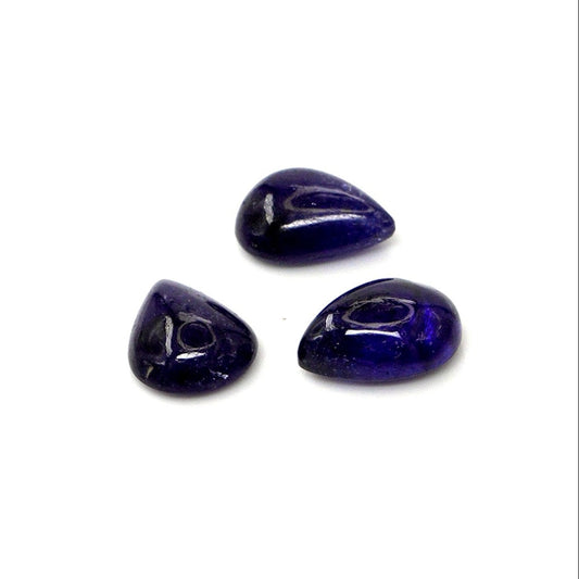 Natural Bangkok Blue Sapphire Calibrated Cabochon Pears | 7x9mm & 8x10mm