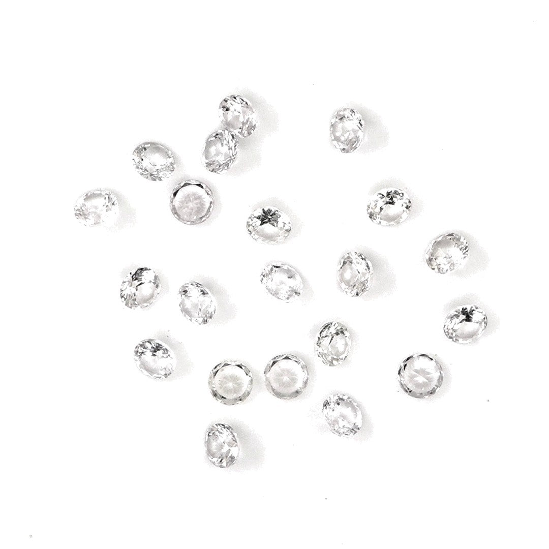 Natural Untreated White Sapphire Calibrated Rounds | 3mm & 3.5mm