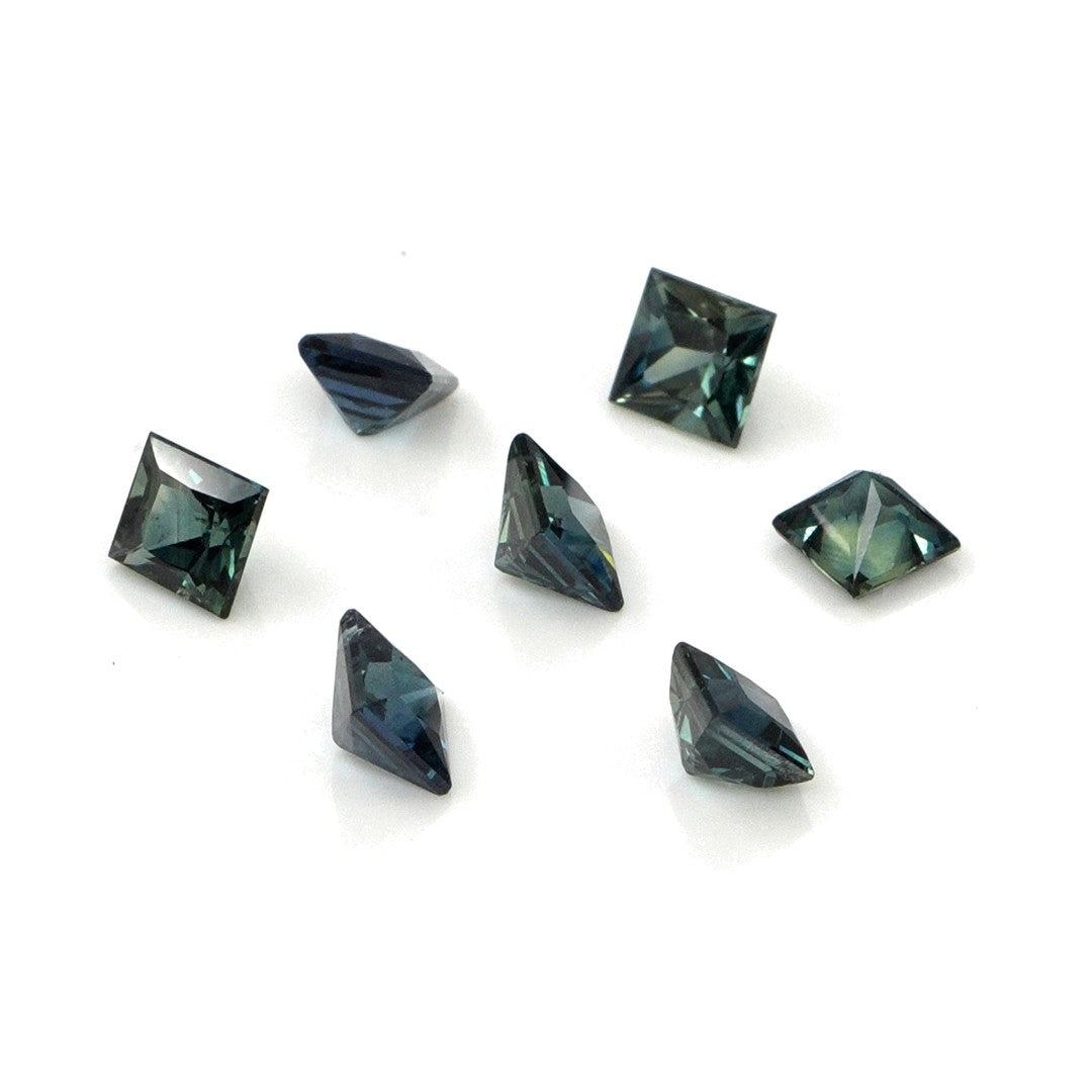 Natural Untreated Australian Teal Sapphire Calibrated Squares | 3mm & 3.5mm