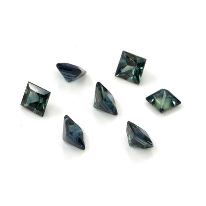 Natural Untreated Australian Teal Sapphire Calibrated Squares | 3mm & 3.5mm