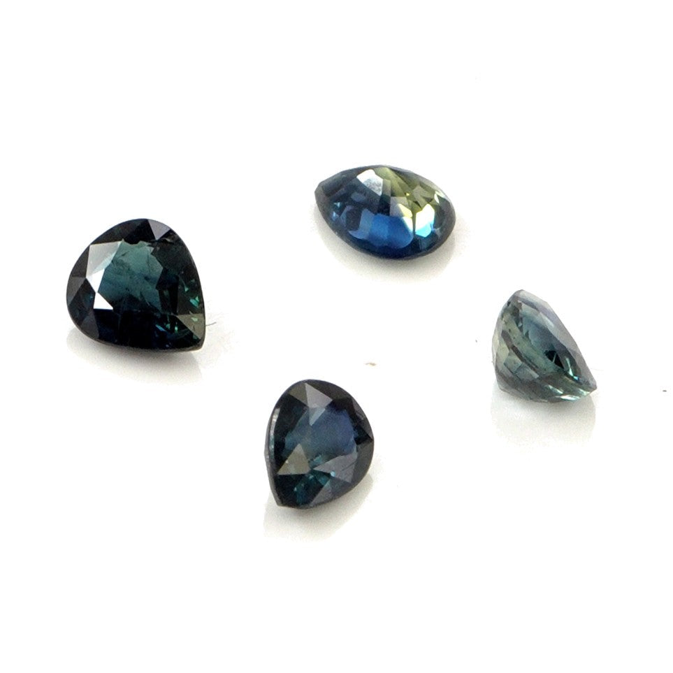 Natural Untreated Australian Teal Sapphire Calibrated Pears | 3x4mm & 4x5mm