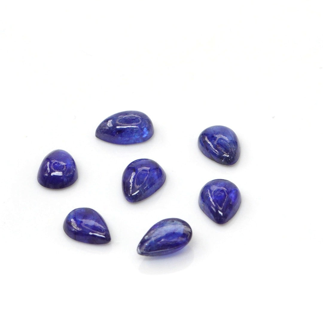 Natural Bangkok Blue Sapphire Calibrated Cabochon Pears | 3x5mm & 4x6mm