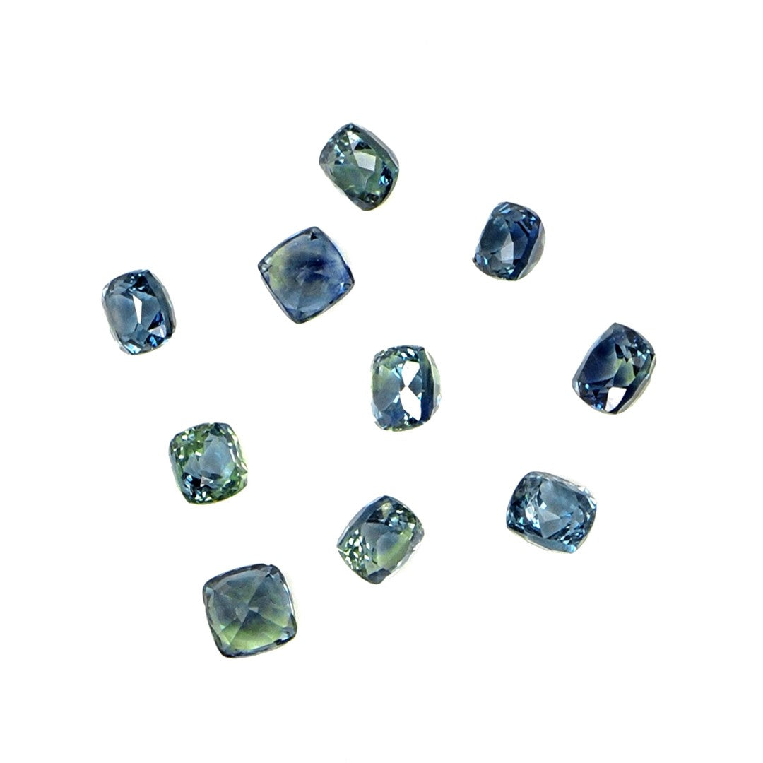 Natural Untreated Australian Teal Sapphire Calibrated Cushions | 3mm & 3.5mm
