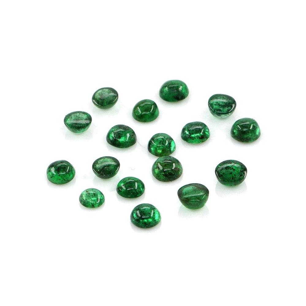 Natural Zambian Emerald Calibrated Cabochon Rounds | 3mm & 3.5mm