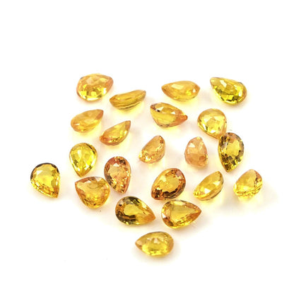 Natural Untreated Yellow Sapphire Calibrated Pears | 3x4mm & 4x5mm