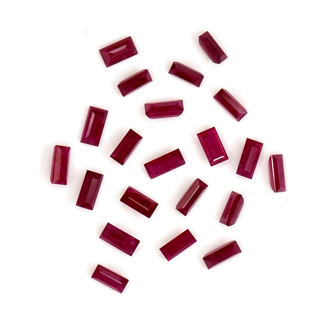 Natural Untreated Mozambique Ruby Calibrated Baguettes | 2x4mm & 2.5x5mm