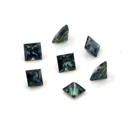 Natural Untreated Australian Teal Sapphire Calibrated Squares | 3mm & 3.5mm