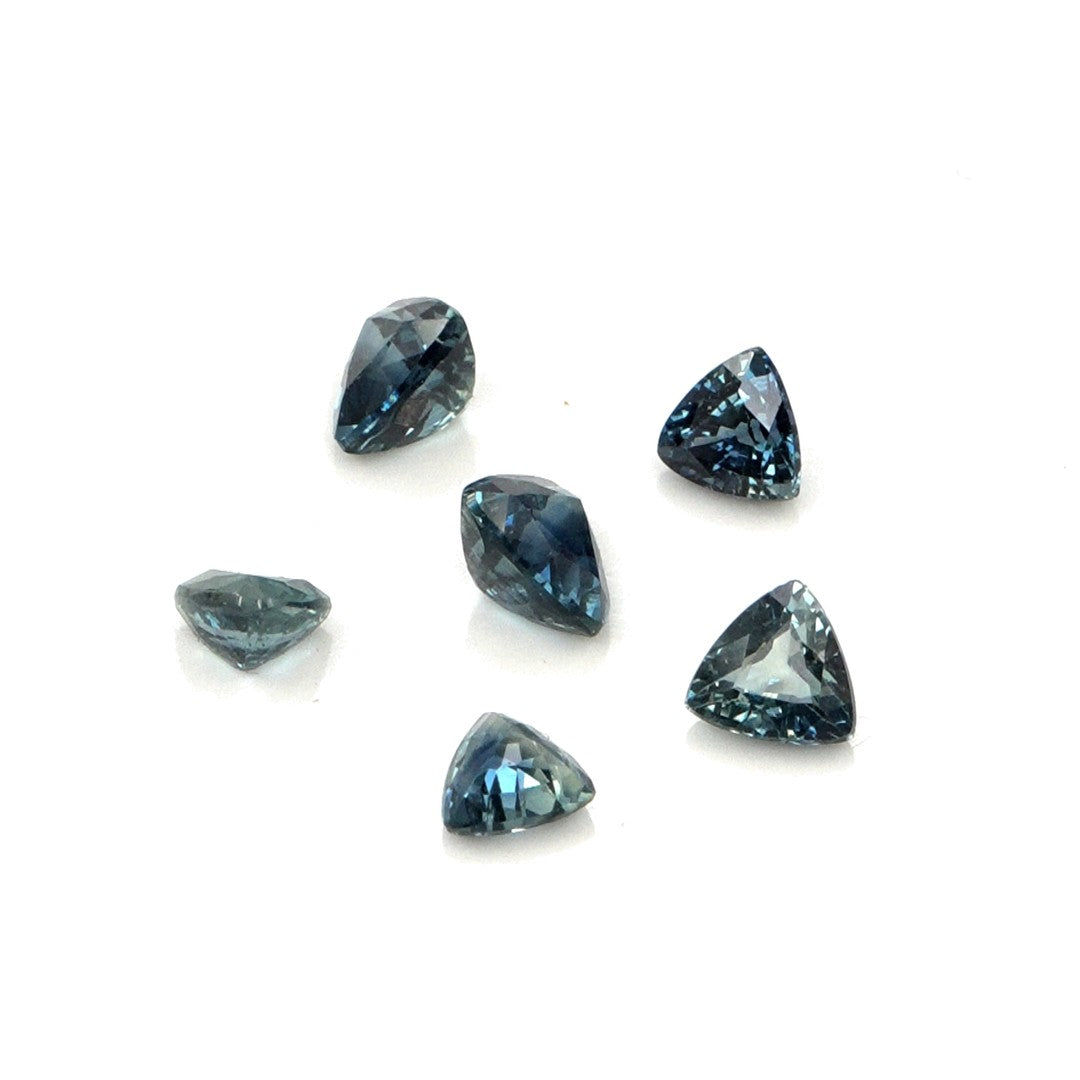 Natural Untreated Australian Teal Sapphire Calibrated Trillions | 4mm & 4.5mm