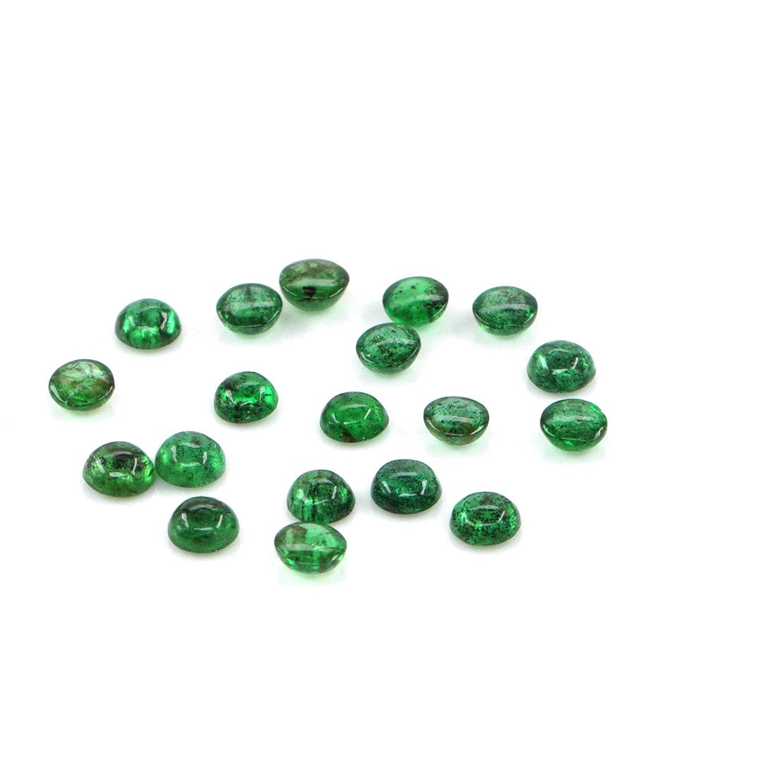 Natural Zambian Emerald Calibrated Cabochon Rounds | 3mm & 3.5mm