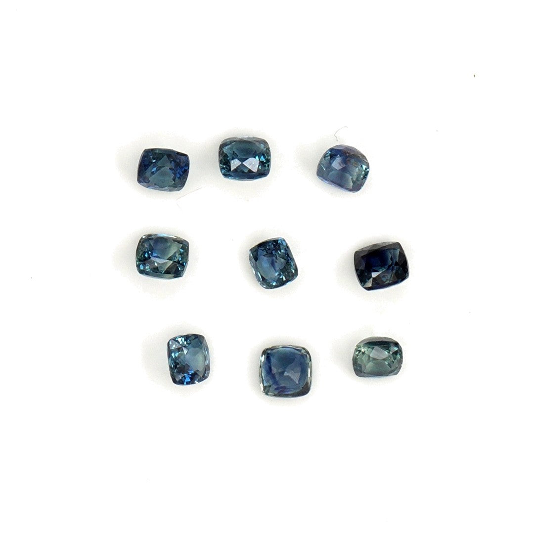 Natural Untreated Australian Teal Sapphire Calibrated Cushions | 3mm & 3.5mm
