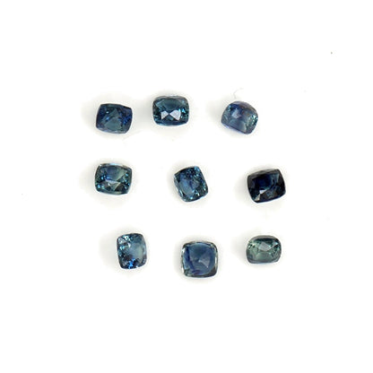 Natural Untreated Australian Teal Sapphire Calibrated Cushions | 3mm & 3.5mm
