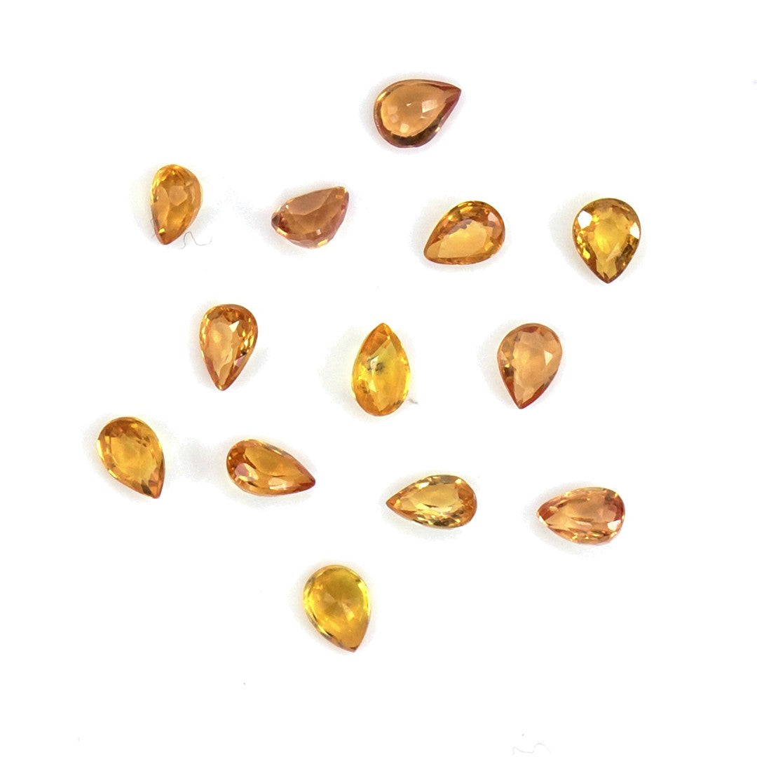 Natural Untreated Orange Sapphire Calibrated Pears | 3x4mm & 4x5mm