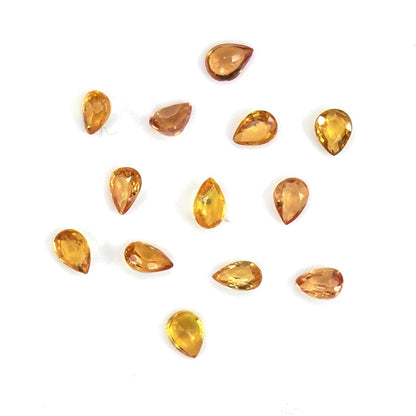 Natural Untreated Orange Sapphire Calibrated Pears | 3x4mm & 4x5mm