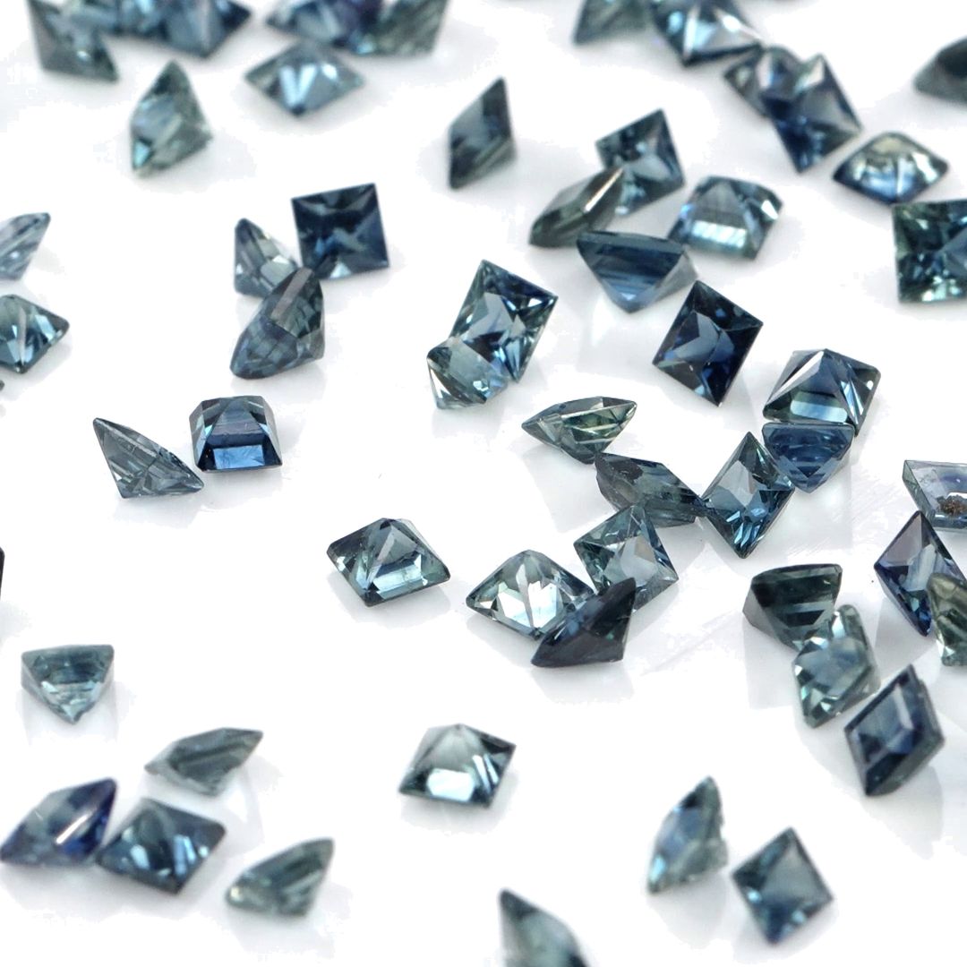 Natural Untreated Blue Sapphire Calibrated Princess Cut Squares | 2mm & 2.5mm
