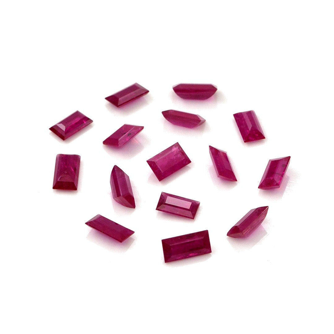 Natural Untreated Mozambique Ruby Calibrated Baguettes | 2x4mm & 2.5x5mm