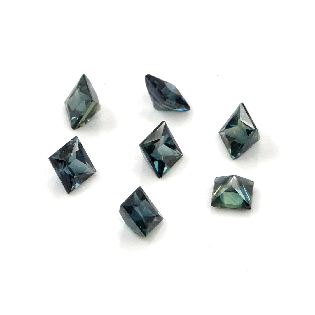 Natural Untreated Australian Teal Sapphire Calibrated Squares | 3mm & 3.5mm