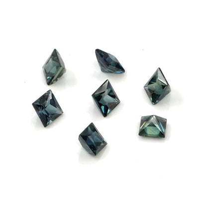 Natural Untreated Australian Teal Sapphire Calibrated Squares | 3mm & 3.5mm