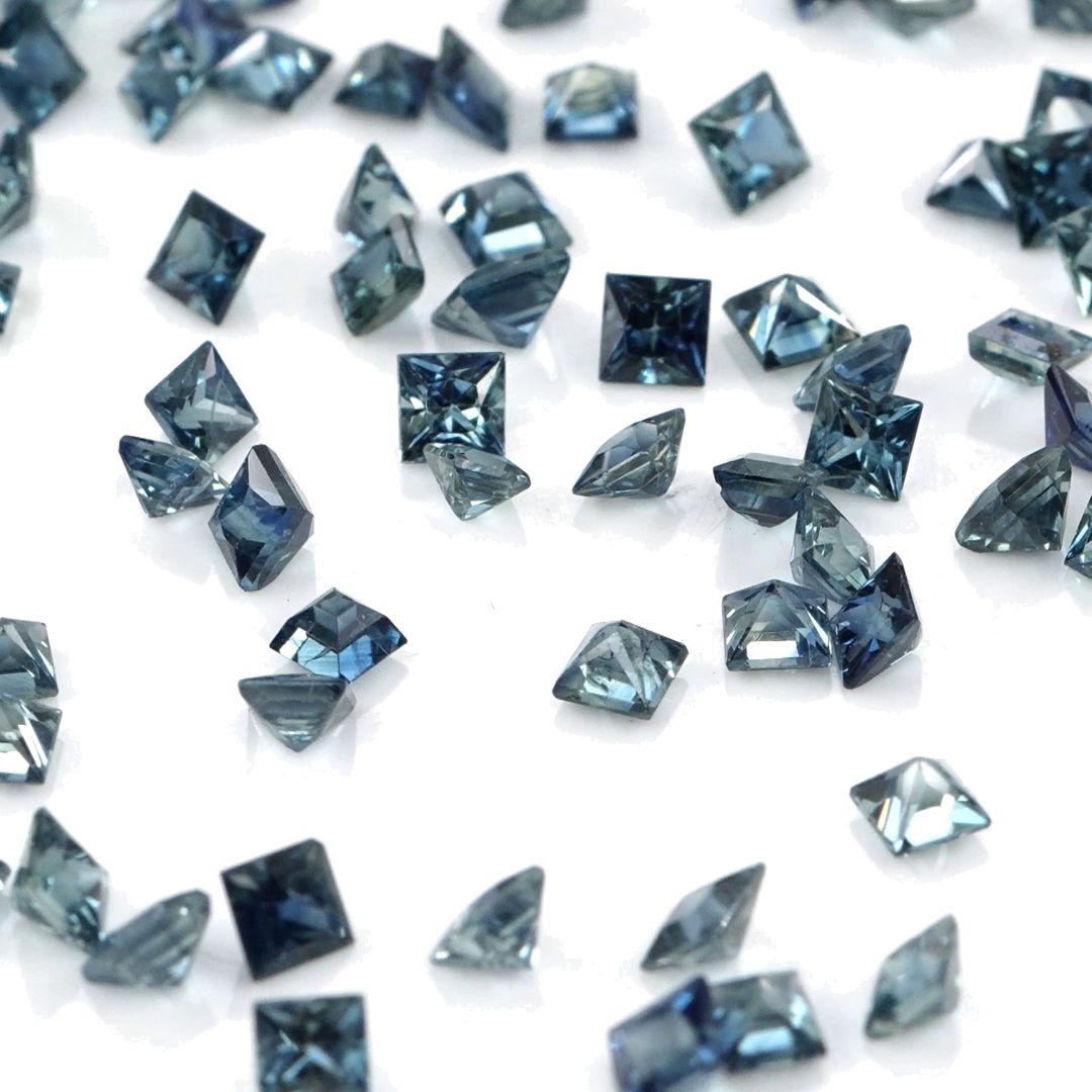 Natural Untreated Blue Sapphire Calibrated Princess Cut Squares | 2mm & 2.5mm