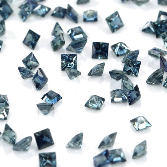 Natural Untreated Blue Sapphire Calibrated Princess Cut Squares | 2mm & 2.5mm