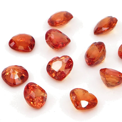 Natural Untreated Orange Sapphire Calibrated Hearts | 4mm & 5mm