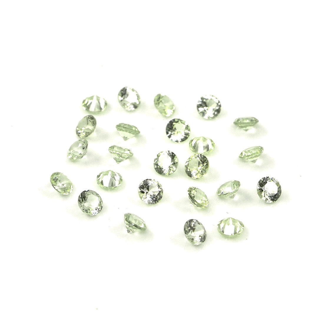 Natural Untreated Green Sapphire Calibrated Rounds | 2mm & 2.5mm