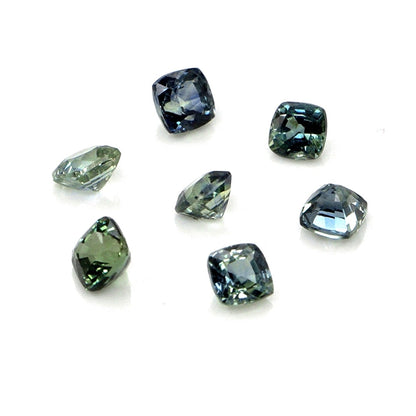 Natural Untreated Australian Teal Sapphire Calibrated Cushions | 3mm & 3.5mm