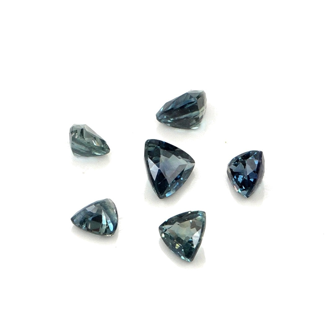 Natural Untreated Australian Teal Sapphire Calibrated Trillions | 4mm & 4.5mm