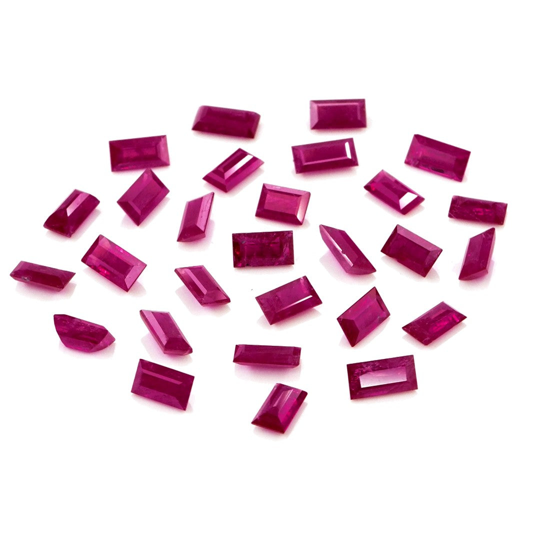 Natural Untreated Mozambique Ruby Calibrated Baguettes | 2x4mm & 2.5x5mm