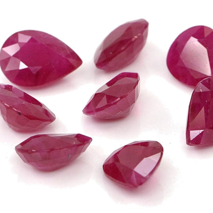 Natural Untreated Burma Ruby Calibrated Pears | 5x7mm & 6x8mm